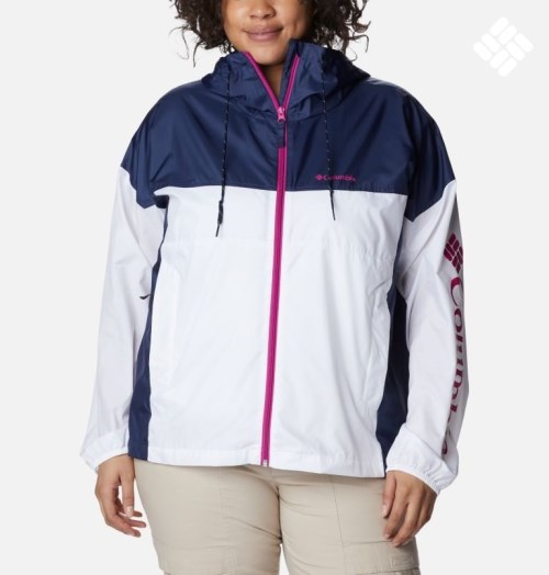 Women's Columbia Flash Challenger Novelty Windbreaker Jackets White / Navy | Plus Size CA-OL416